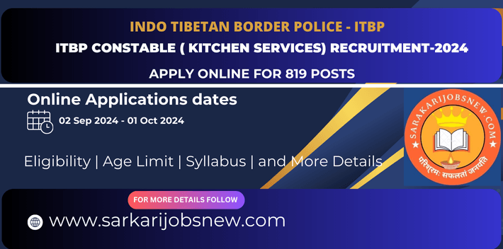 ITBP Constable kitchen services-2024