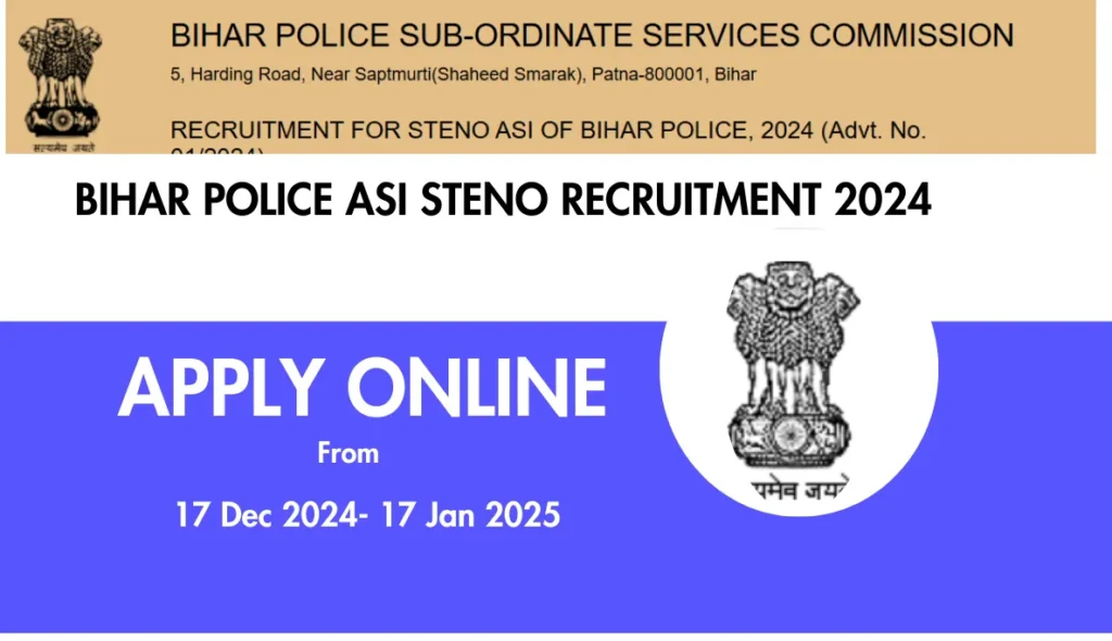Bihar Police ASI Steno Recruitment 2024