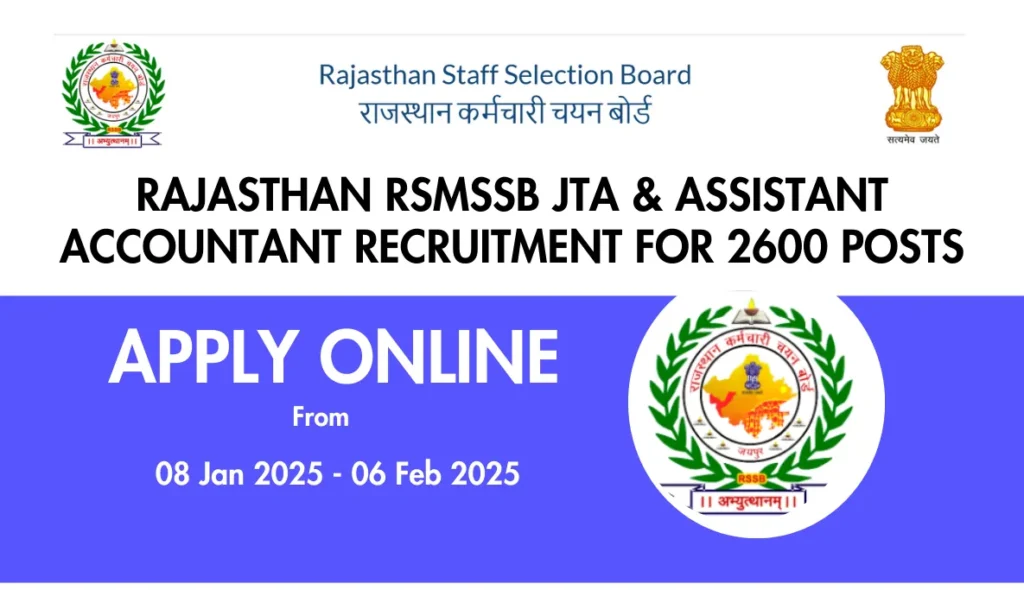 RSMSSB JTA Accountant Recruitment 2025