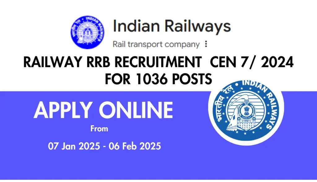 Railway RRB Recruitment CEN 7 /2024