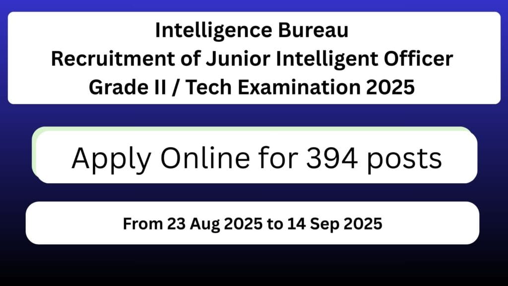 IB Junior Intelligence Officer Recruitment 2025