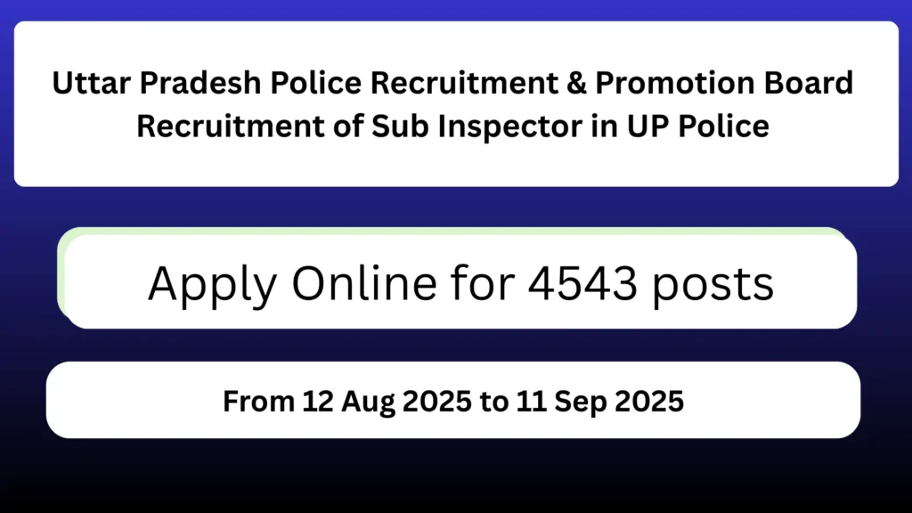 UP Police Sub Inspector Recruitment 2025
